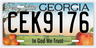 GA license plate CEK9176