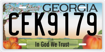 GA license plate CEK9179