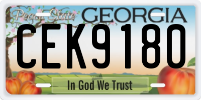 GA license plate CEK9180