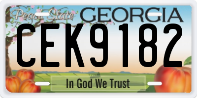 GA license plate CEK9182