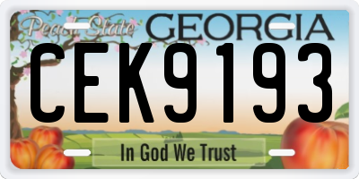 GA license plate CEK9193