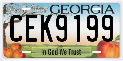 GA license plate CEK9199