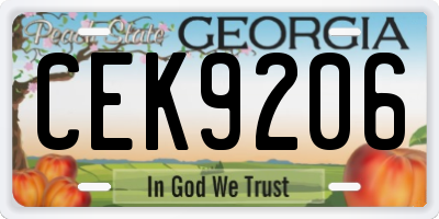 GA license plate CEK9206