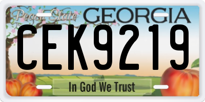 GA license plate CEK9219