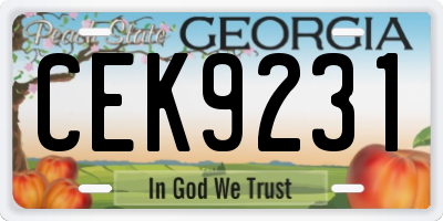 GA license plate CEK9231
