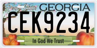 GA license plate CEK9234