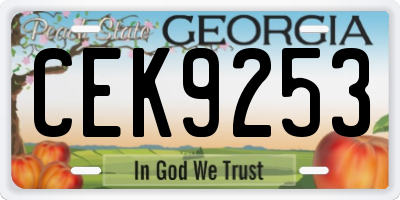 GA license plate CEK9253