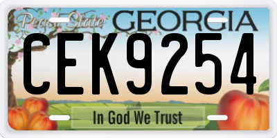 GA license plate CEK9254