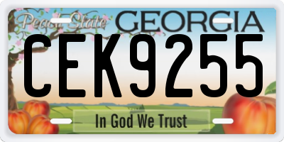 GA license plate CEK9255