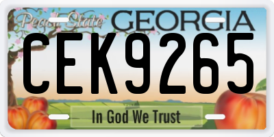 GA license plate CEK9265