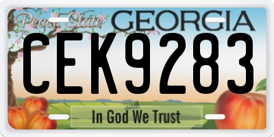GA license plate CEK9283