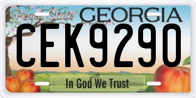 GA license plate CEK9290