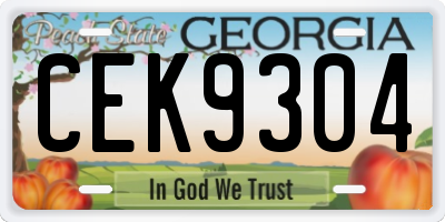 GA license plate CEK9304