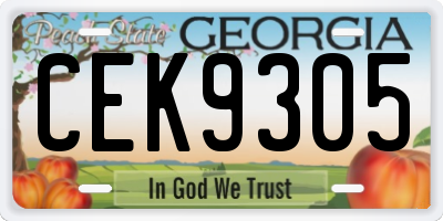 GA license plate CEK9305