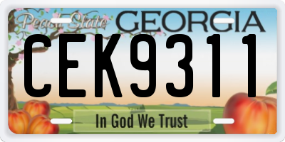 GA license plate CEK9311