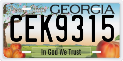 GA license plate CEK9315