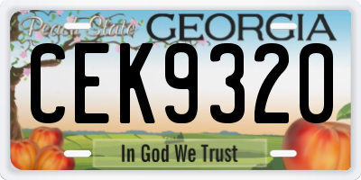 GA license plate CEK9320