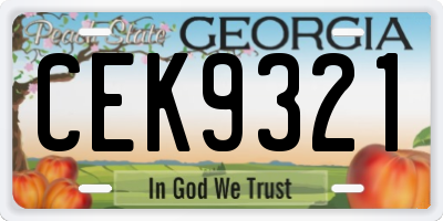 GA license plate CEK9321