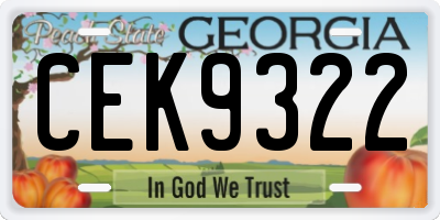 GA license plate CEK9322