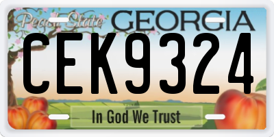 GA license plate CEK9324