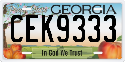 GA license plate CEK9333