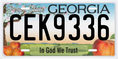 GA license plate CEK9336