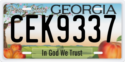 GA license plate CEK9337