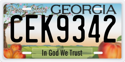 GA license plate CEK9342