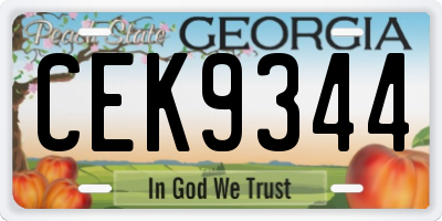 GA license plate CEK9344