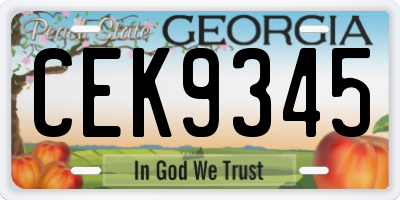 GA license plate CEK9345