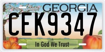 GA license plate CEK9347