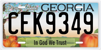 GA license plate CEK9349