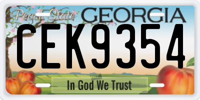 GA license plate CEK9354