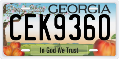 GA license plate CEK9360