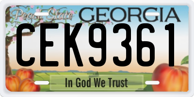 GA license plate CEK9361