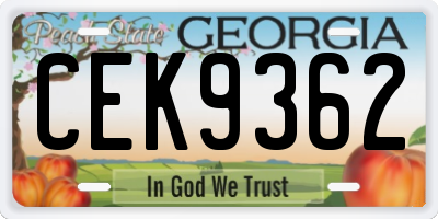 GA license plate CEK9362