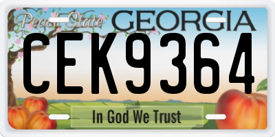 GA license plate CEK9364