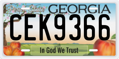 GA license plate CEK9366