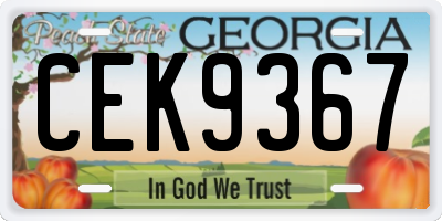 GA license plate CEK9367