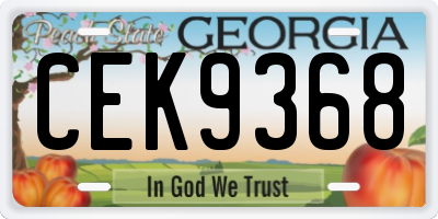 GA license plate CEK9368