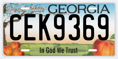 GA license plate CEK9369