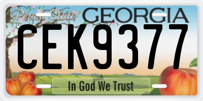 GA license plate CEK9377
