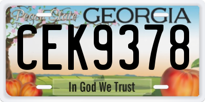 GA license plate CEK9378