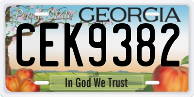 GA license plate CEK9382