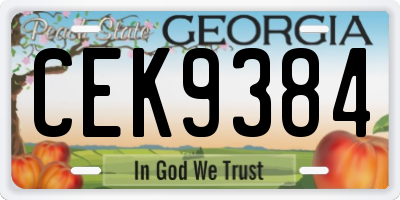 GA license plate CEK9384