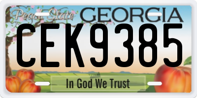 GA license plate CEK9385