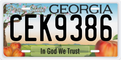 GA license plate CEK9386