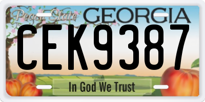 GA license plate CEK9387