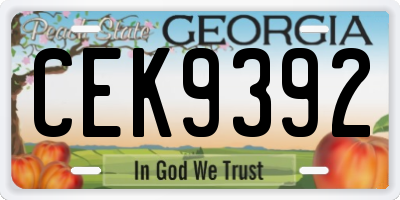 GA license plate CEK9392