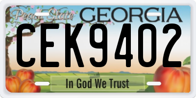 GA license plate CEK9402